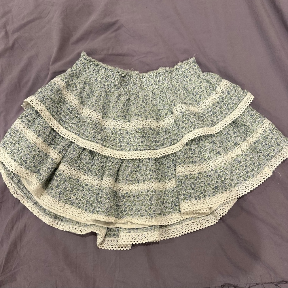 aerie rock n ruffle floral skirt